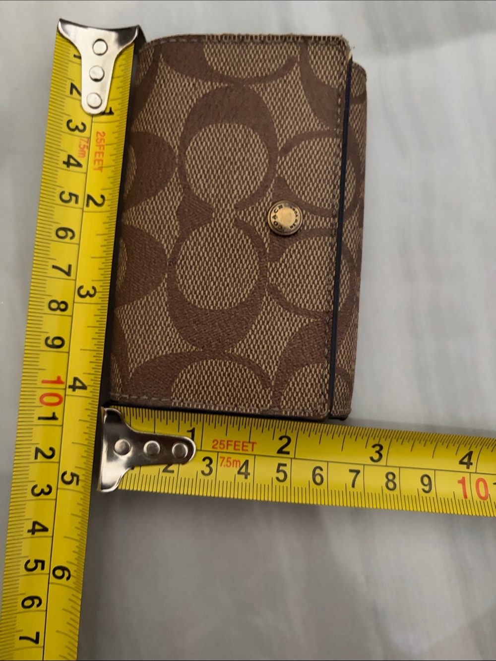 Coach Brown Signature Canvas Small Snap Wallet